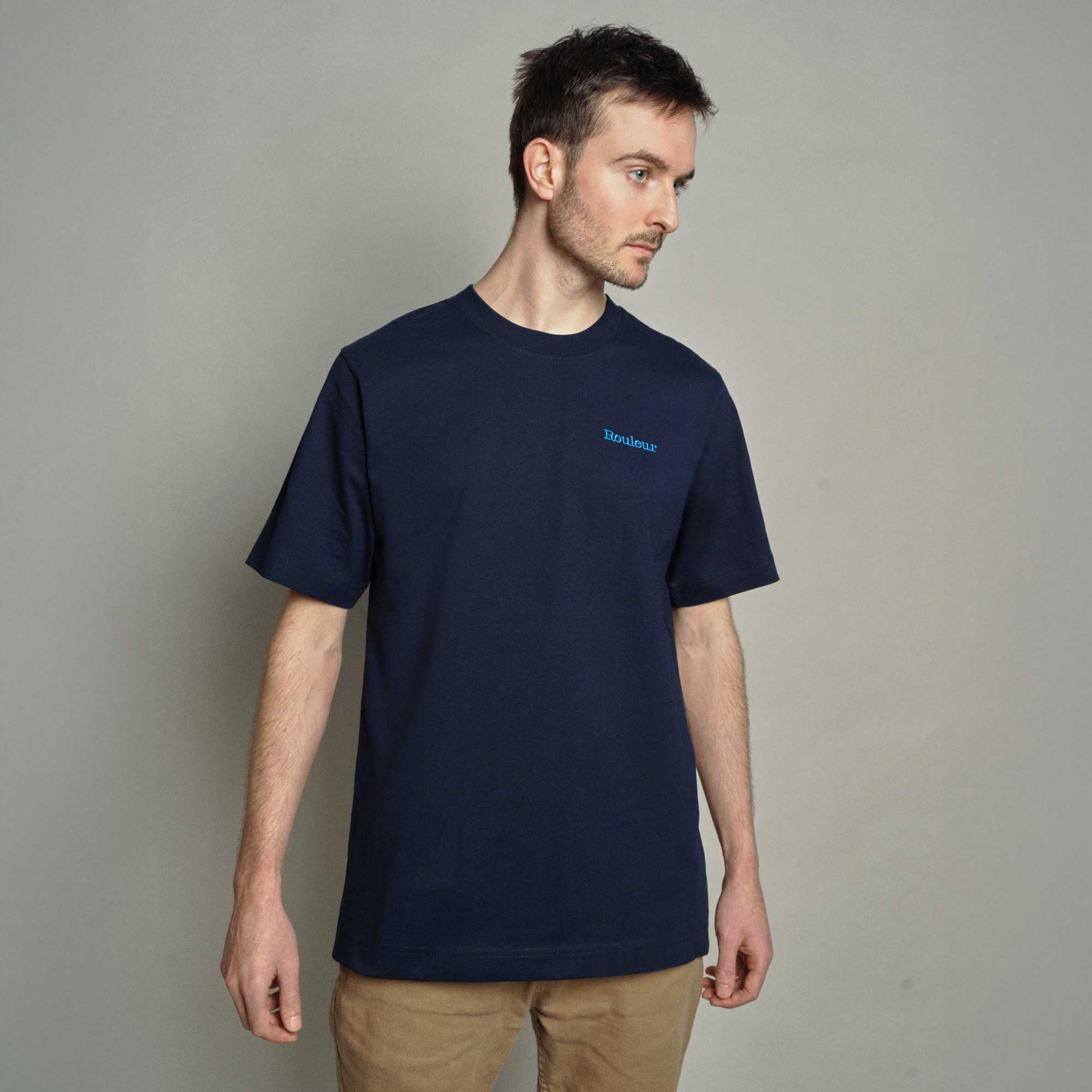 Embroidered Organic Cotton Unisex T-Shirt - Navy - Image 3