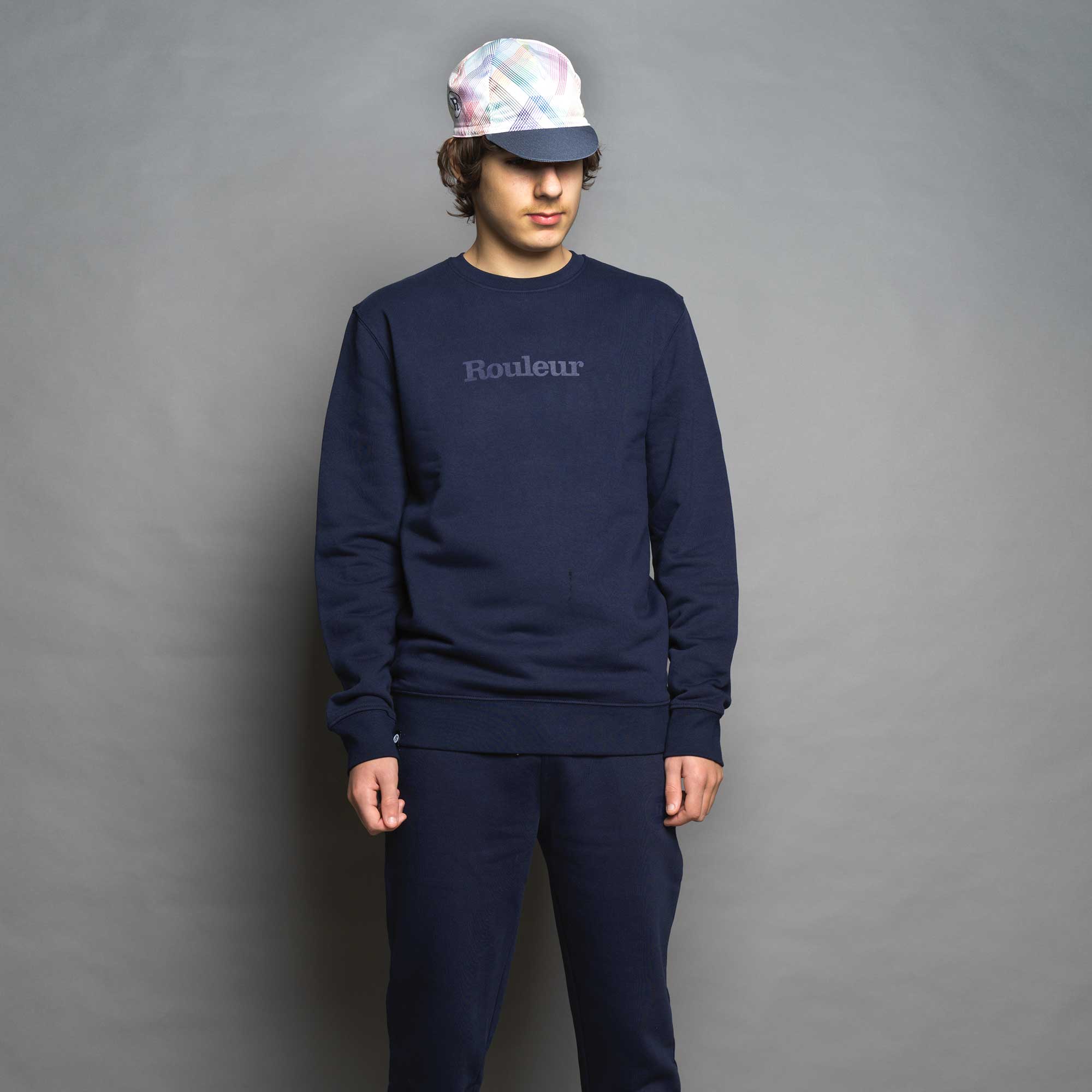 Rouleur Logo - Organic Jogger Pants - Unisex - French Navy - Image 3